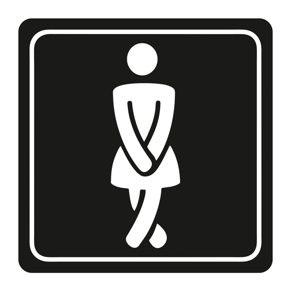 Ladies Toilet Symbolic Sign - White Printed on Black ACP (150 x 150mm)