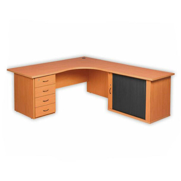 Cluster Desk, Credenza and Desk Height Pedestal