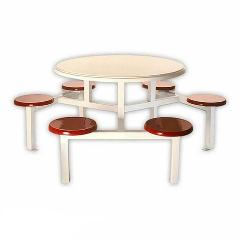 Canteen Table Six Seater Round Stool Set