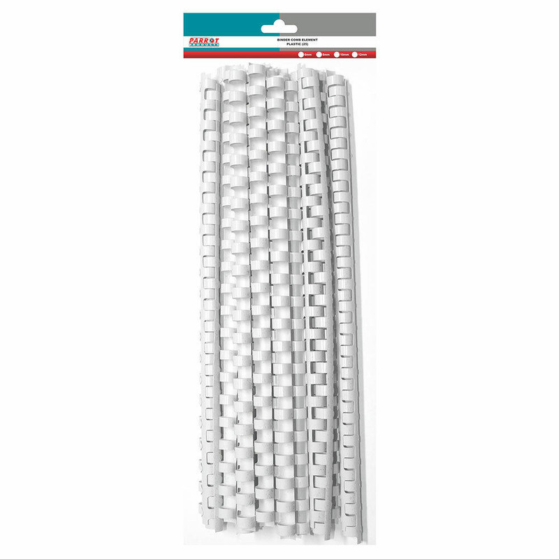 Plastic Binding Comb Element 60 Sheet - 10mm - White - 25 Combs