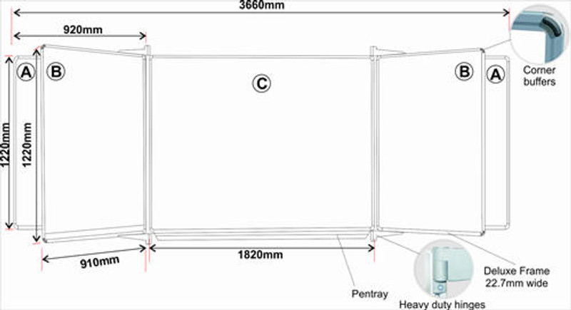 Educational Board Magnetic Whiteboard 1220920 - Side Panels - Option A