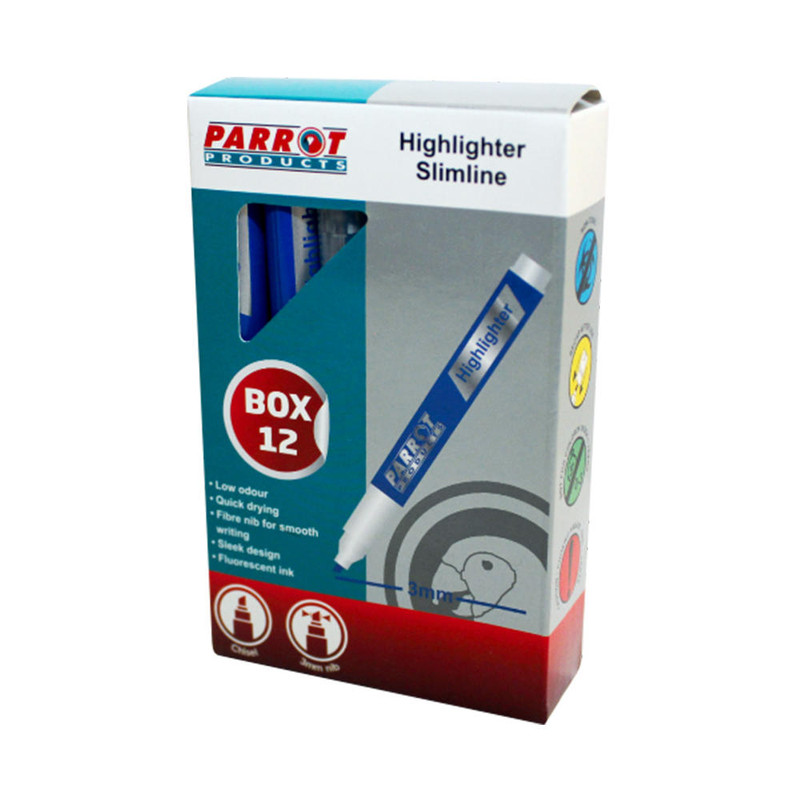 Slimline Marker Highlighters Box of 12 - Blue