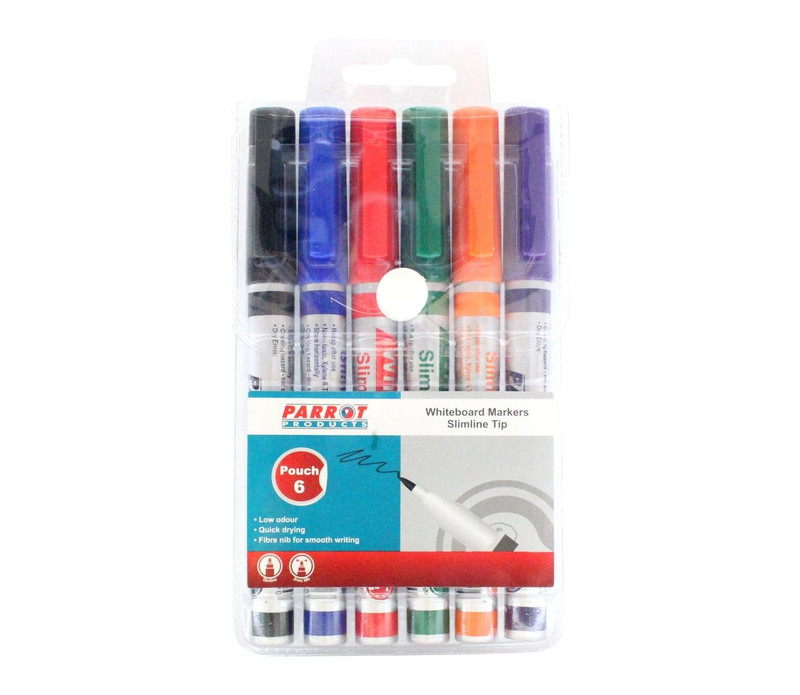 Whiteboard Markers 6 Markers - Slimline Tip - Carded
