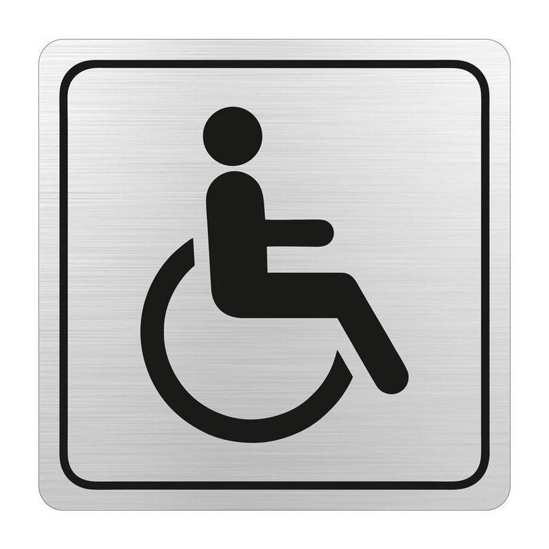 Disabled Toilet Symbolic Sign - Black Printed on Brushed Aluminium ACP 150 x 150mm