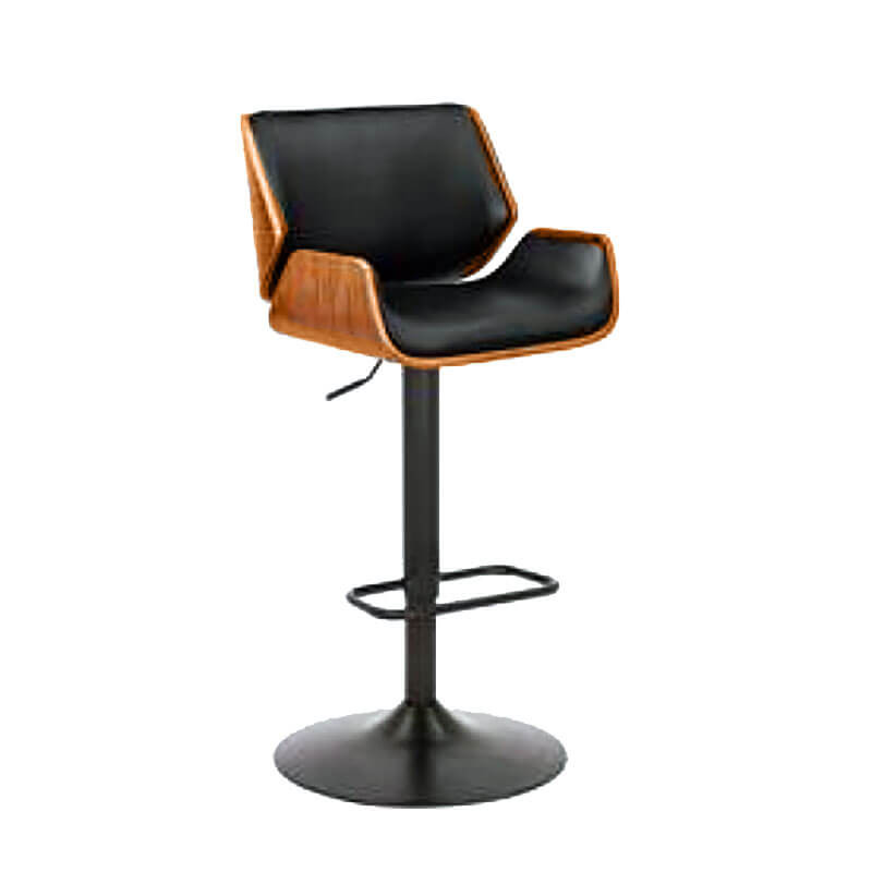 Nelia Polywood Black Bar Stool Adjustable Seat Height  Footrest in Black