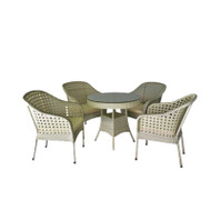 Lea White Wicker Garden Table With 4 Chairs