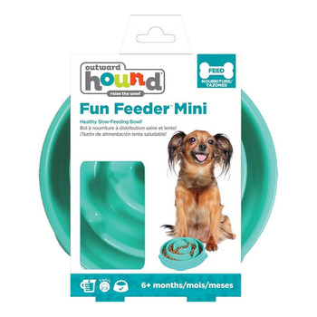 Outward Hound Mini Fun Pet Feeder Slow Bowl Teal DOGMASTER