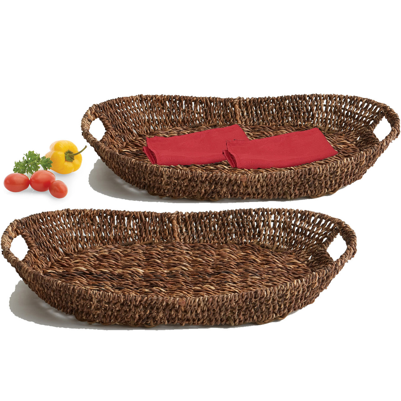Oval Serving Tray with Handles, Set of 2 | Woodard and Charles