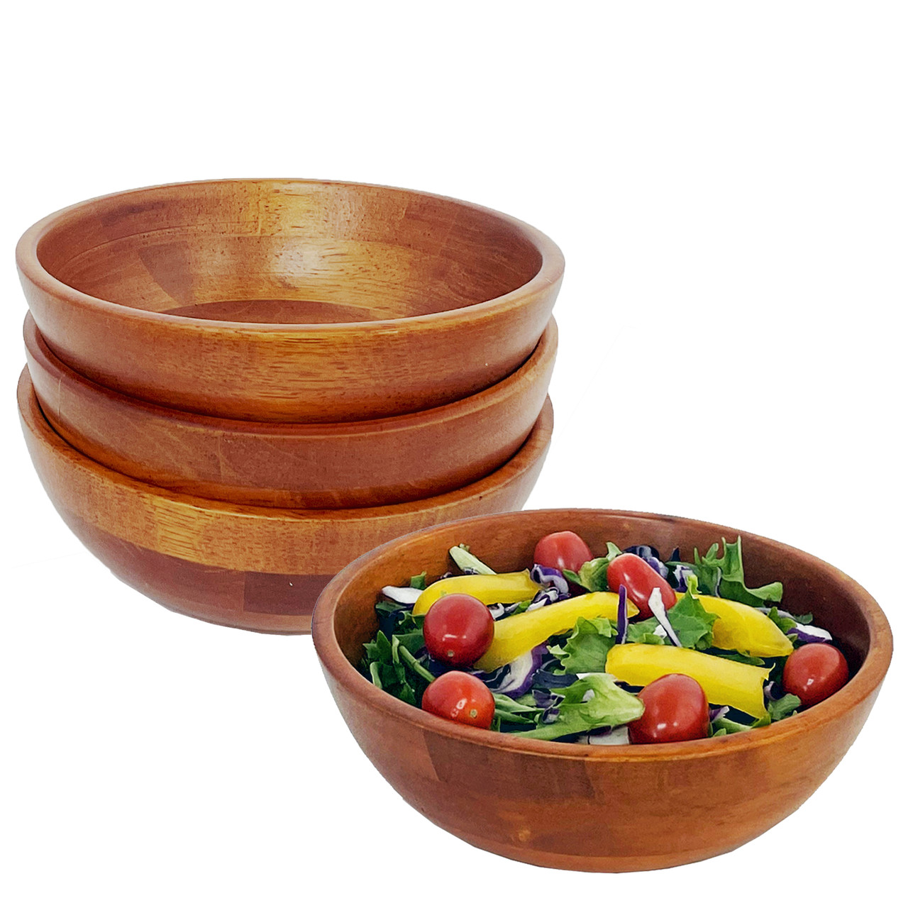 Individual Wood Salad Bowl Set of 4 | Woodard & Charles