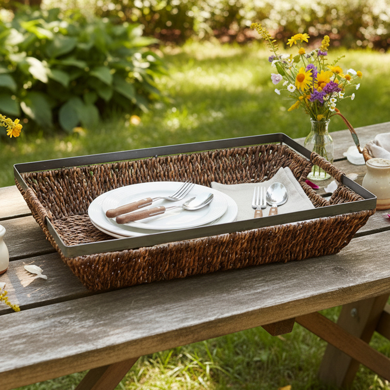 Rectangular Woven Serving Tray | Woodard and Charles