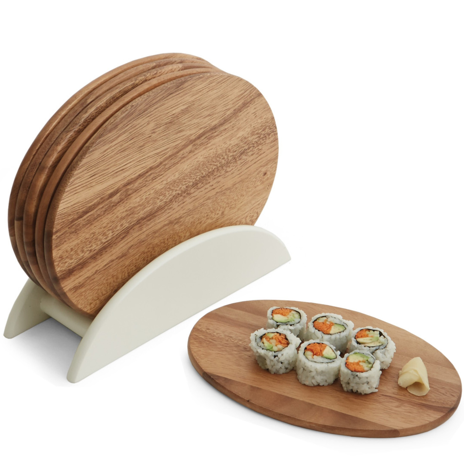Individual Oval Serving Trays with Stand