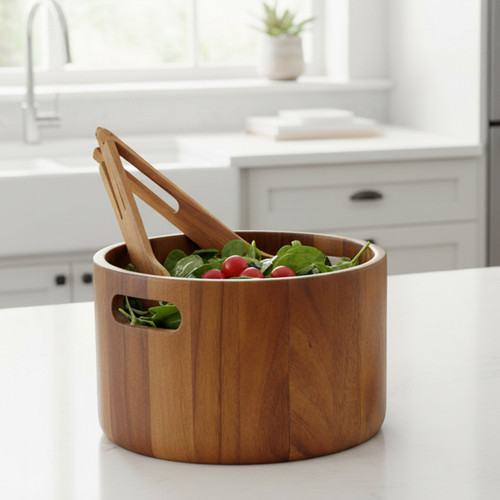 Salad / Serving Bowl, Acacia Wood, 10 1/4" x 6 1/2", Surat Collection