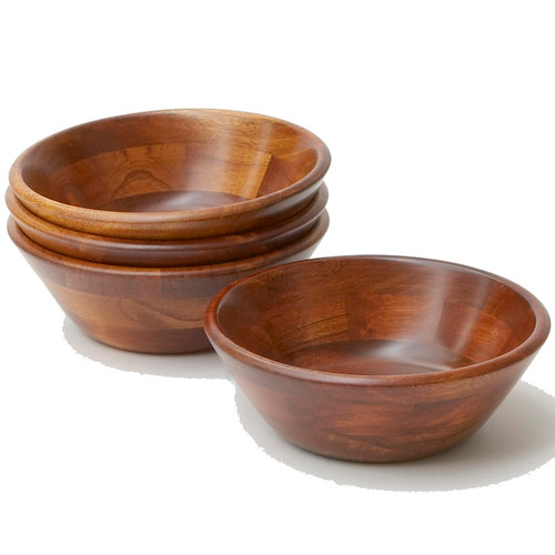 Salad / Serving Individual Bowls, 4-Piece Set, Stained Rubberwood, 7" x 2 1/2", Andaman Sea Collection