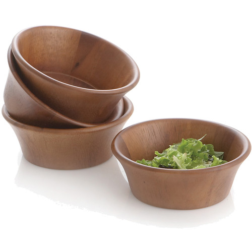 Salad / Serving Individual Bowl, 4 Piece Set, Acacia Wood, 6 1/2" x 2 1/2", Phuket Collection