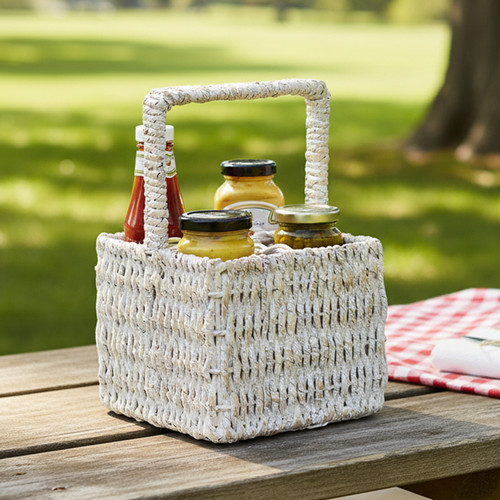 Condiment Caddy, 6" x 6" x 10", Whitewash Collection 