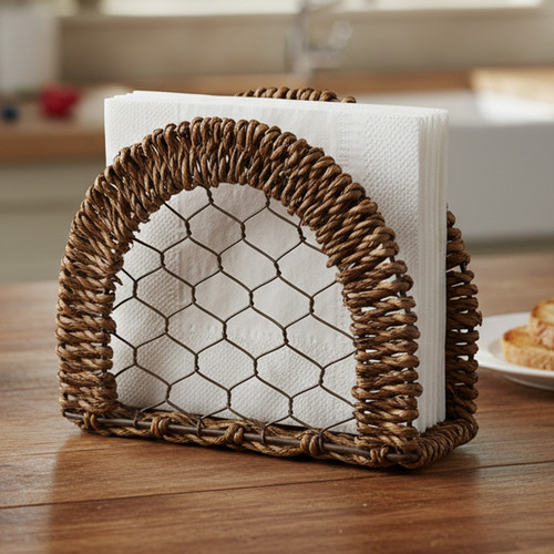 Napkin Holder, 6" x 2 1/2" x 5 1/4", Wired Abaca Collection 