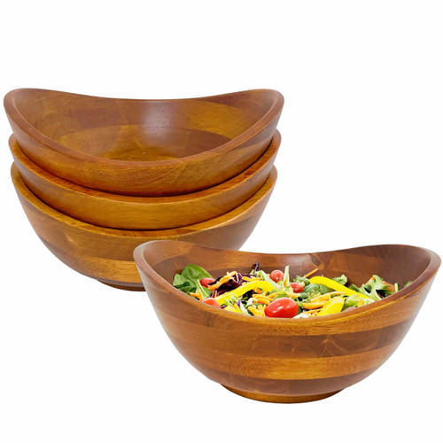 7 Piece Wood Salad Bowl Sets Woodard & Charles