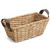 Bancuan With Faux Leather Handles, Rectangular Shelf Basket, Set of 2