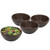 Salad / Serving Individual Bowls, 4-Piece Set, Walnut Stained Rubberwood, 6 1/2" x 2 1/2", Satun Collection