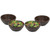Salad / Serving Individual Bowls, 4-Piece Set, Walnut Stained Rubberwood, 6 1/2" x 2 1/2", Satun Collection