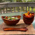 Salad / Serving Bowl, 7 Piece Set, Stained Rubberwood, 11 3/4" Bowl + 4 Individual Bowls + Servers, Boracay Collection