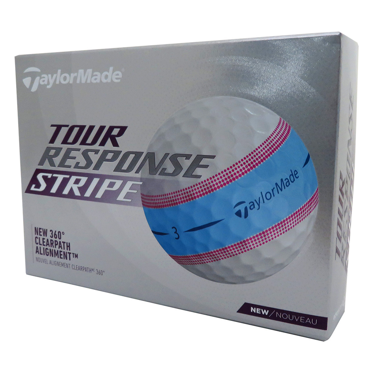 TaylorMade Tour Response Stripe Golf Balls - Blue / Pink - Maple