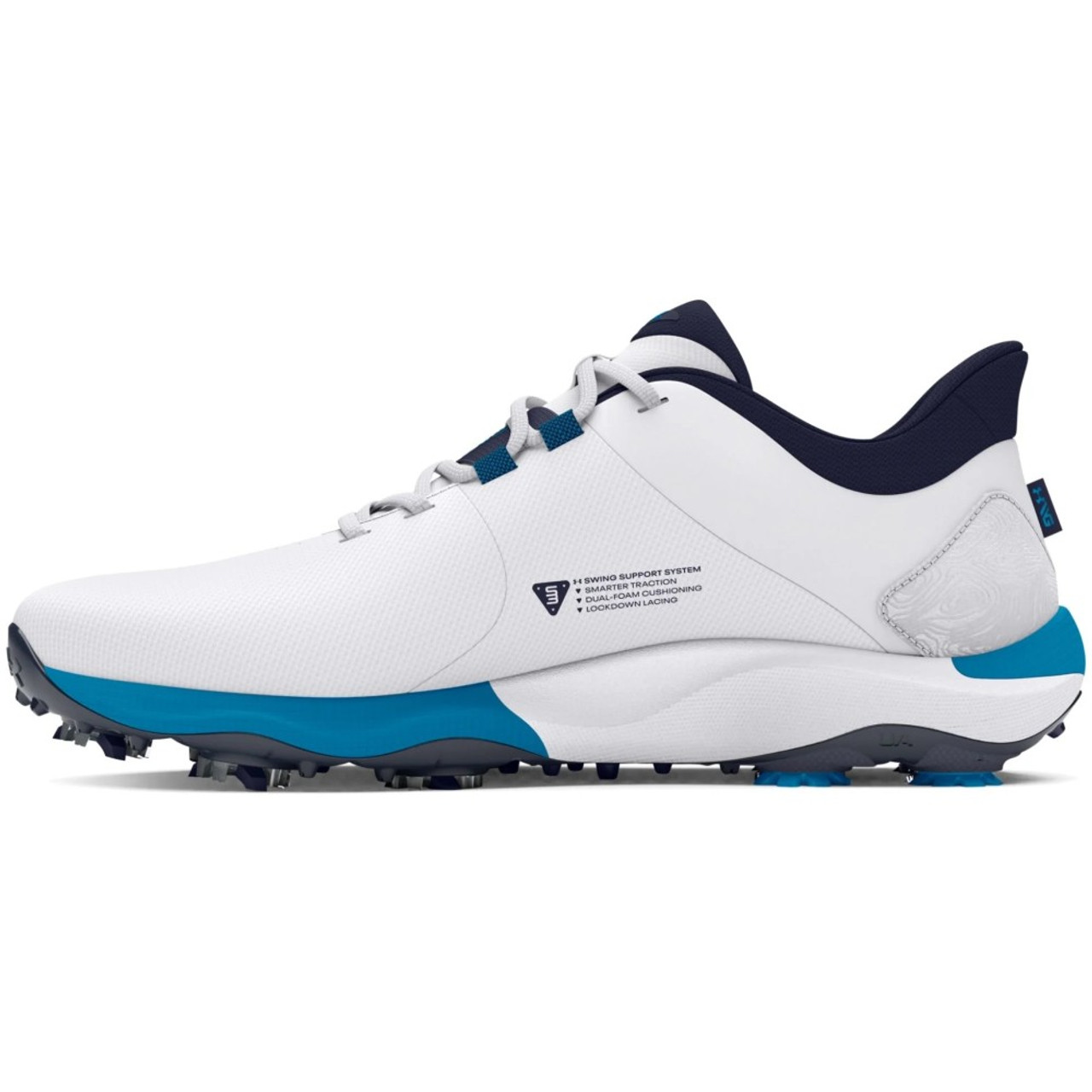 Under Armour HOVR ゴルフシューズ ホワイト/ブルー　鋲付き Under Armour HOVR ゴルフシューズ ホワイト/ブルー 鋲付き