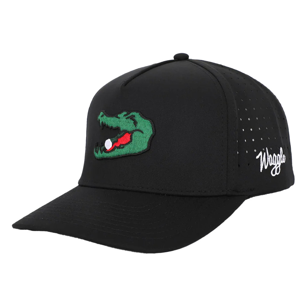 Chapeau Waggle Performance Golf - Noir Perforé - Réglable - Bois Tigre