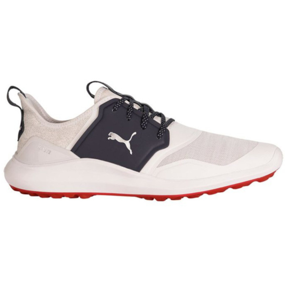 Men's Puma Ignite NXT LACE Golf Shoes White/Silver/Peacoat - Maple