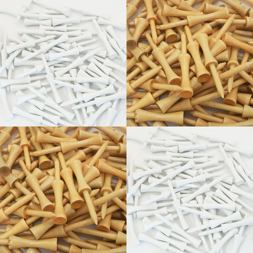 Zero Friction Golf Wood Step Tees - Natural & White