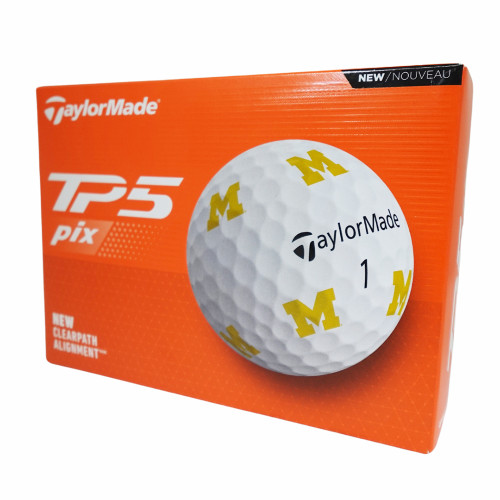 TaylorMade TP5 Pix Michigan Wolverines Golf Balls - 1 Dozen