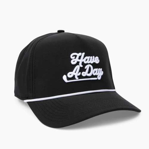 Breezy Have A Day Rope Snapback Hat - Black / White