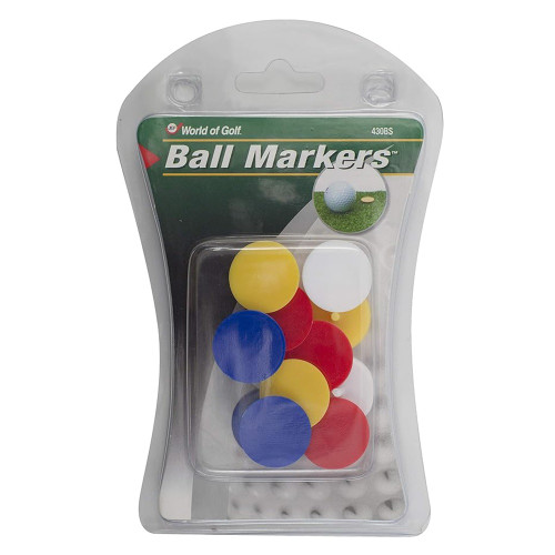 Jef World of Golf Assorted Plastic Ball Markers - 12 Pack