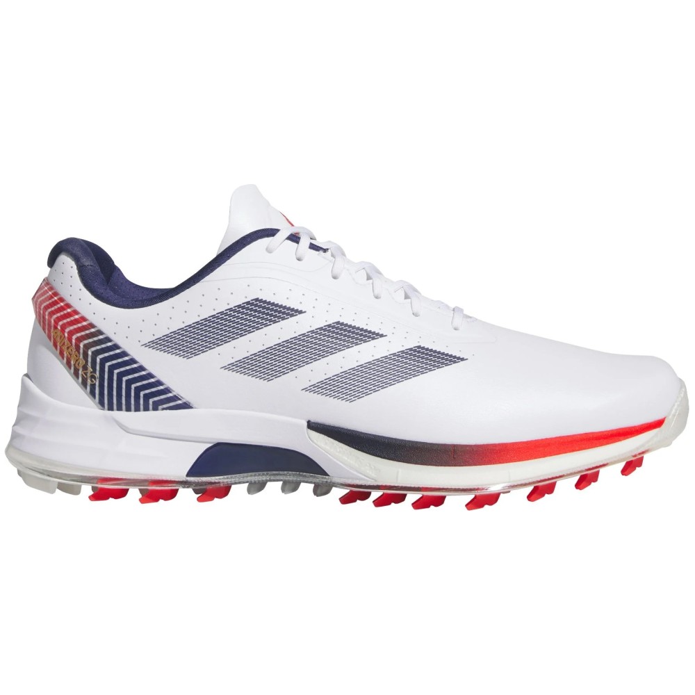 Adidas Men's Adizero ZG Golf Shoes - Cloud White/Dark Blue/Red