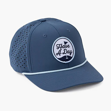 Breezy Have A Day Perforated Patch Rope Snapback Hat - Navy  display picture 3
