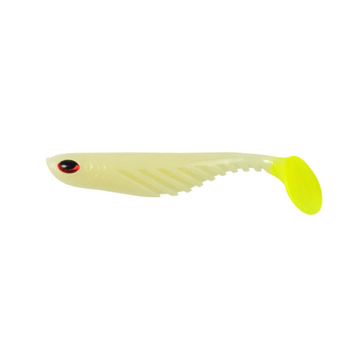 Berkley PowerBait Ripple Shad Fishing Bait, Glow/Chartreuse, 3 1/2in | 9cm, Irresistible Scent & Flavor, Realistic Profile, Unique Swimming Action, Ideal for Bass, Walleye, Pike and more