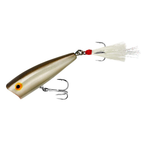 Rebel Lures Pop-R Topwater Popper Fishing Lure, G-Finish Silver/Black, Pop-R (1/4 oz)