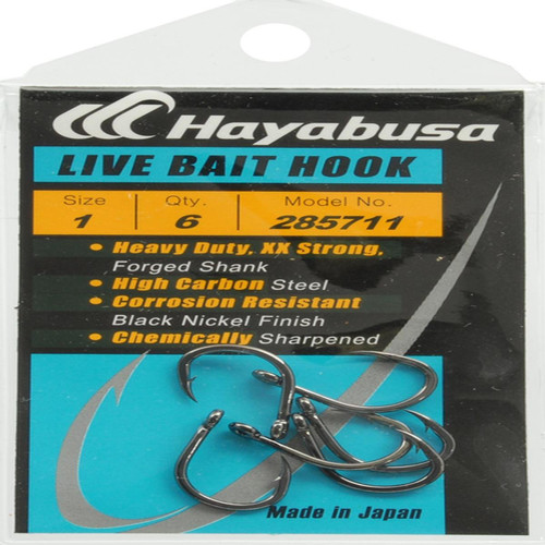 Hayabusa 285711-1 Black Nickel Finish XX Strong Forged Shank Live Bait Hook