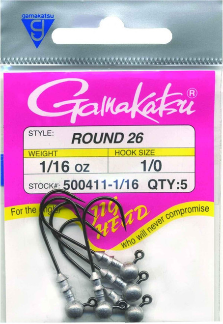 Gamakatsu 500411-1/16 Round 26 Jighead BLK