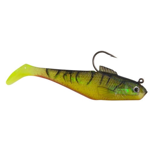Berkley PowerBait Pre-Rigged Swim Shad Fishing Bait, Firetiger, 2in | 5cm, Irresistible Scent & Flavor, Realistic Profile, Ready-to-Fish, Ideal for Bass, Walleye, Pike and More