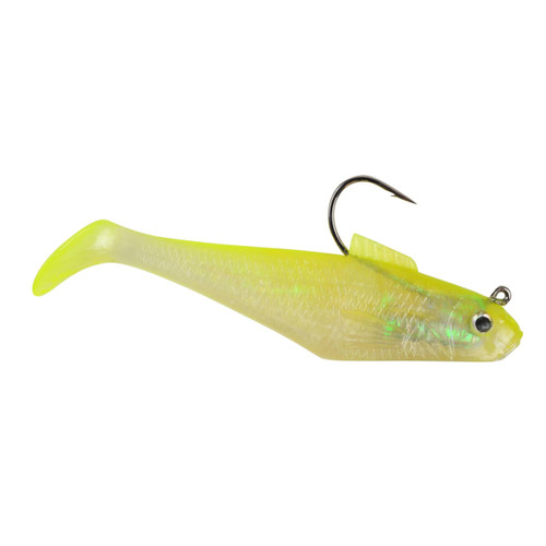Berkley PowerBait Pre-Rigged Swim Shad Fishing Bait, Shiner Chartreuse, 3in | 8cm, Irresistible Scent & Flavor, Realistic Profile, Ready-to-Fish, Ideal for Bass, Walleye, Pike and More