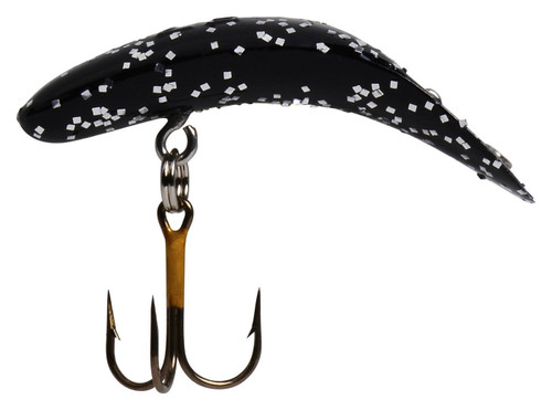 Yakima Bait Flatfish F-4 High Action Plug, 1 1/2-Inch, Black Silver Flake