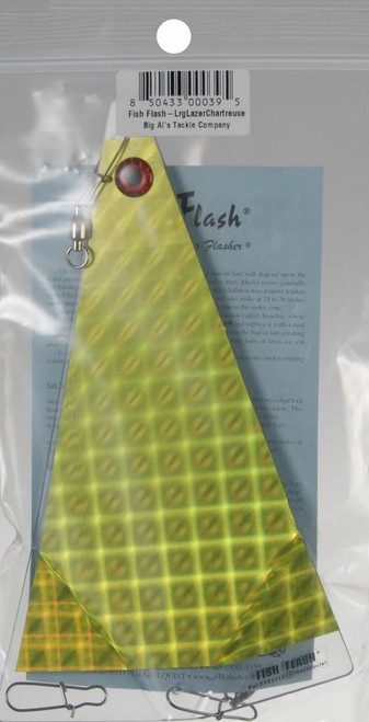 Big Al's Fish Flash Lazer, Chartreuse Yellow, 10-Inch - Lazer Chart