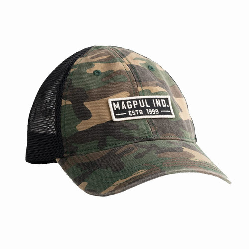 Magpul Standard Trucker Hat Snap Back Baseball Cap, One Size Fits Most, Established Garment Washed Woodland Camo