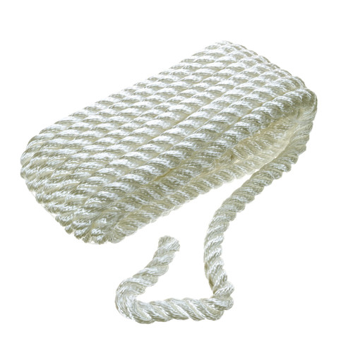 Seachoice 42631 Dock Rope for Boating - 3-Strand Twisted Nylon Line, ¾-Inch x 25 Feet, White