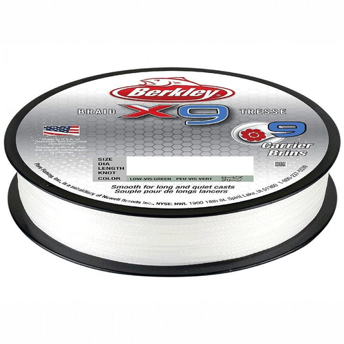 Berkley x9 Braid Superline, Crystal, 20lb test | 37 lbC | 17.0kg, 2188yd | 2000m Fishing Line, Suitable for Freshwater and Saltwater Environments