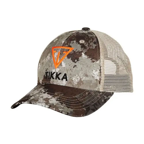 Beretta Men's High-Performance Hunting Camo Structured Cotton Twill Front Trucker Mesh Back Cap with Tikka Logo, Alpine Veil