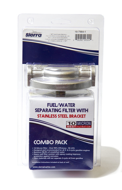 Sierra International 18-7984-1 10 Micron Stainless Steel Fuel/Water Separator Kit - 1/4, Tall