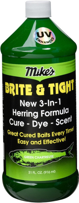 Atlas Mike's Brite N Tight Herring Scent and Dye Gel for Fishing Bait to Attract Fish, Green, 32-Ounce (Model: 13007)