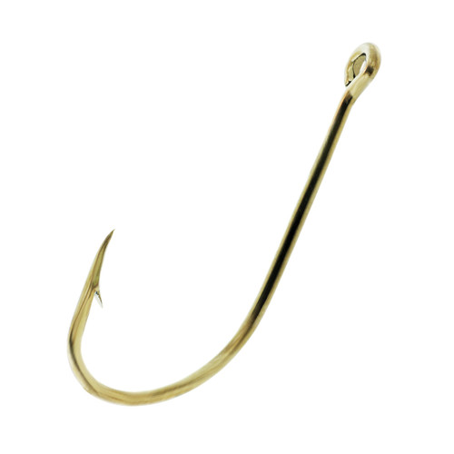 Eagle Claw Plain Shank Offset Hook (Pack of 8), Gold, Size 3/0